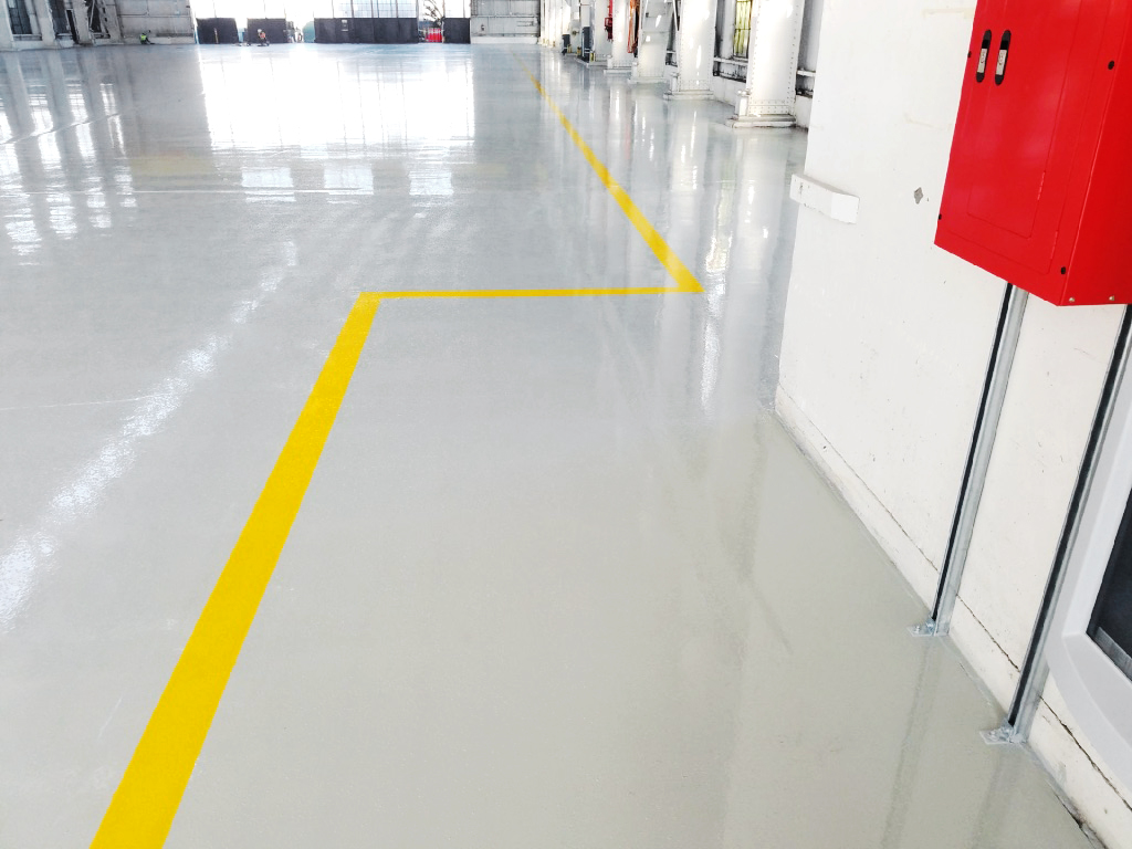 Epoxy Coating Safety-Yellow Line-Striping Warehouse